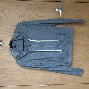 Zobha Dark Gray Heathered Zip Up Sweatshirt with Hood